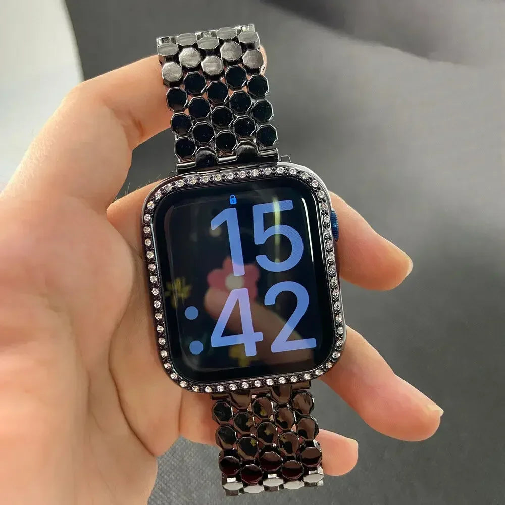 Replacement stainless steel Apple Watch band - for women black