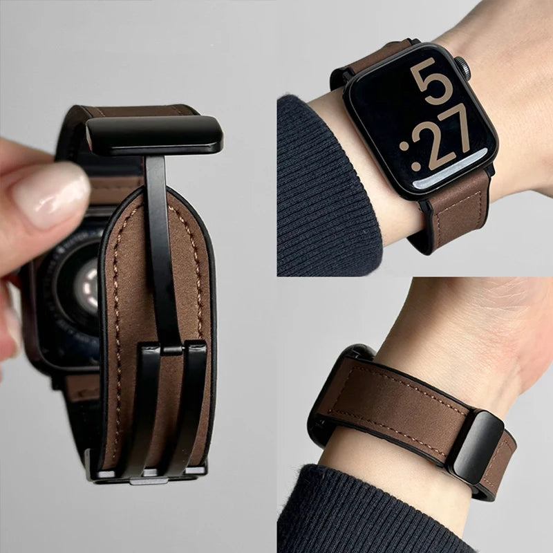 Erstatningsrem til Apple Watch i brunt læder