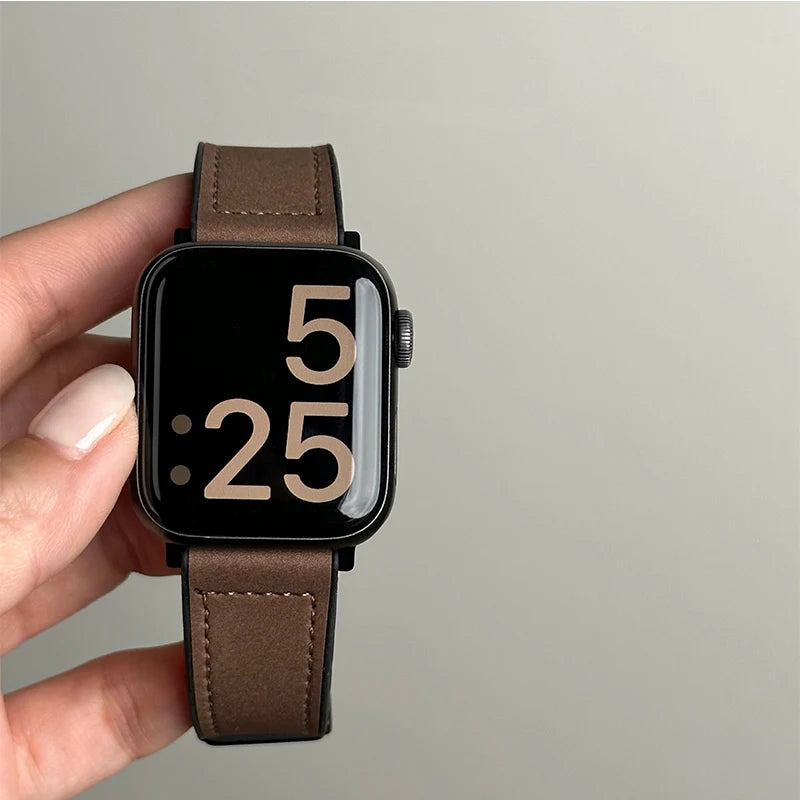 Erstatningsrem til Apple Watch i brunt læder
