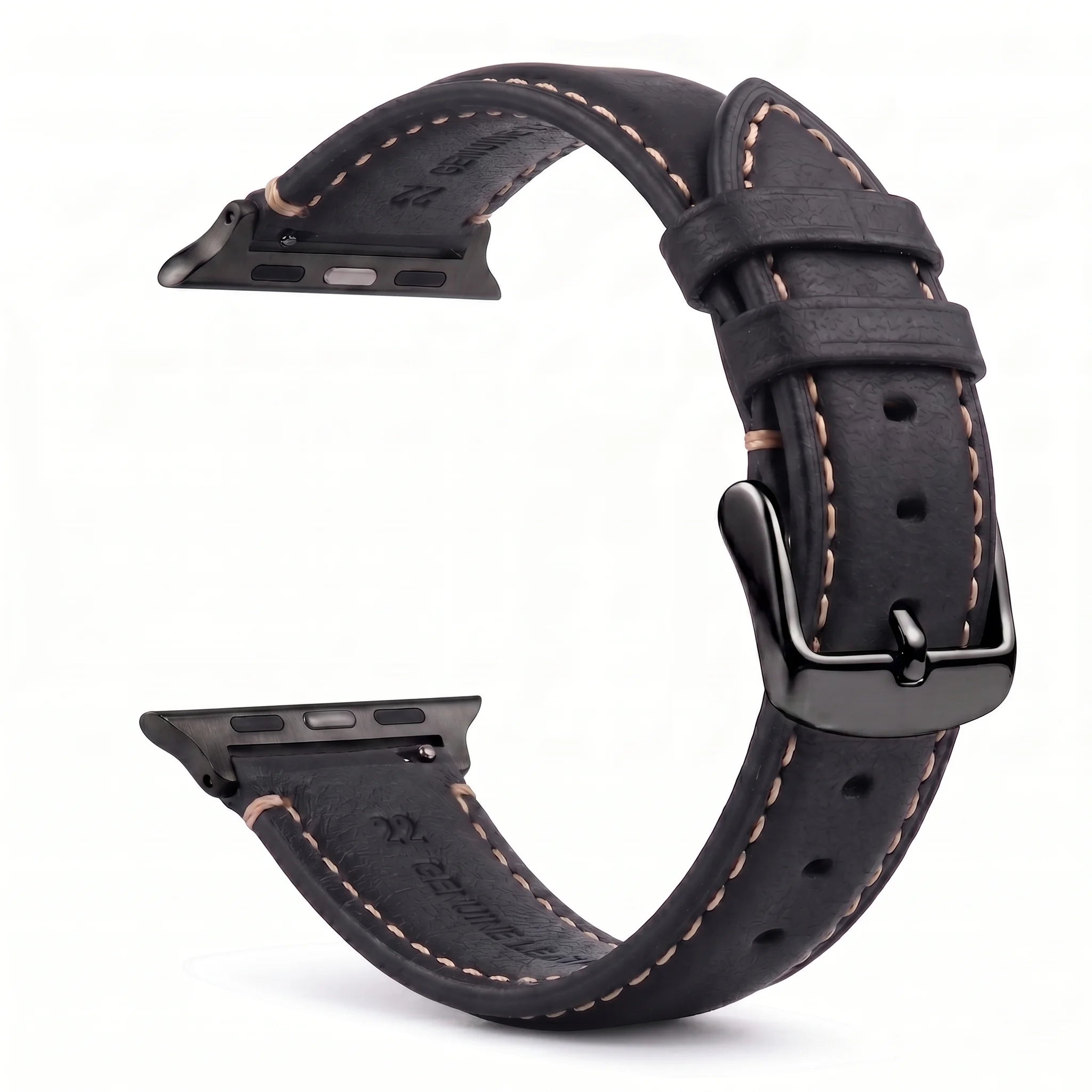 Bracelet de remplacement pour Apple Watch en cuir classique noir