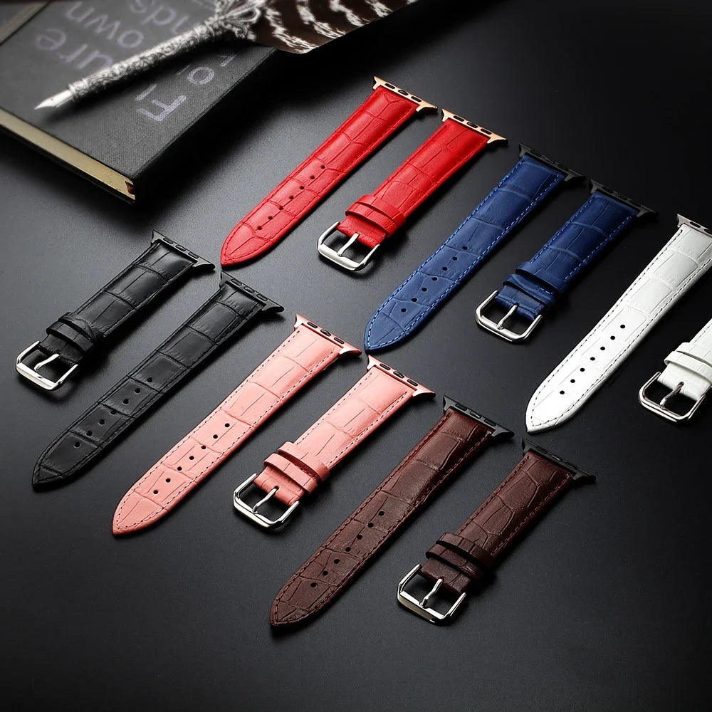 Cinturino di ricambio per Apple Watch in pelle e acciaio 