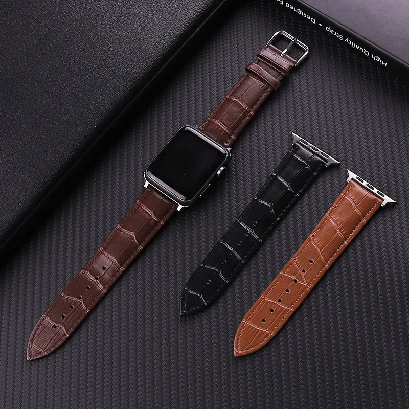 Cinturino di ricambio per Apple Watch in pelle e acciaio 