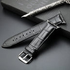 Cinturino di ricambio per Apple Watch in pelle e acciaio nero