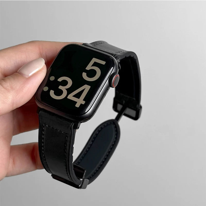 Erstatningsrem til Apple Watch i sort læder