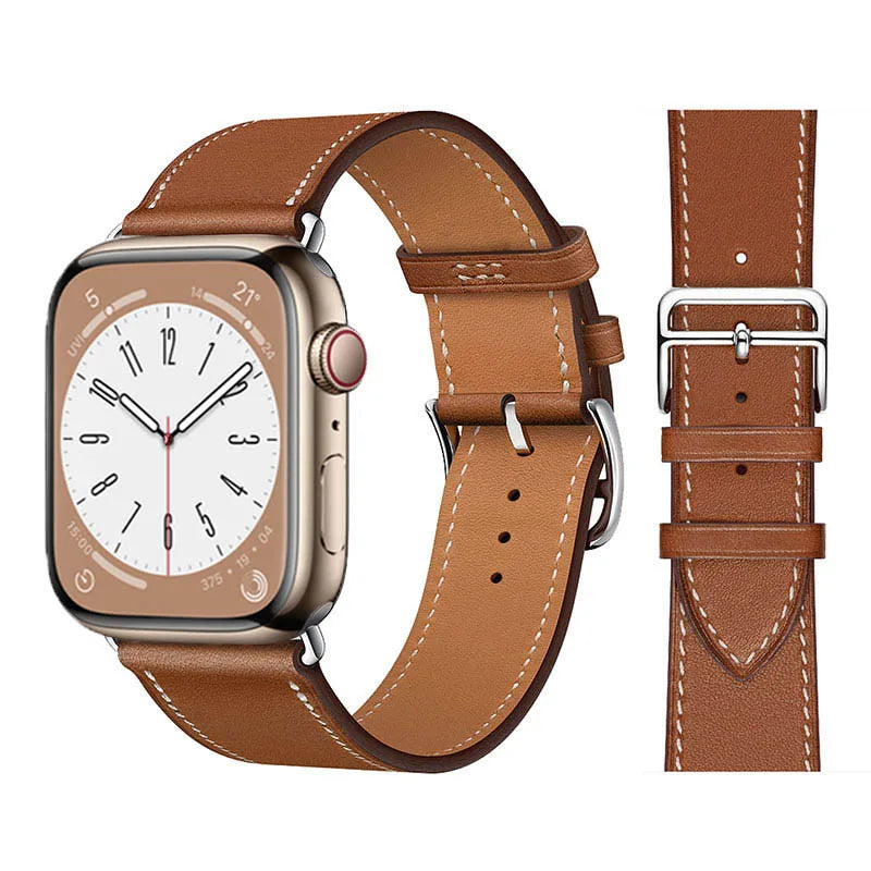 Náhradní kožený řemínek pro Apple Watch pro ženy a muže hnědý