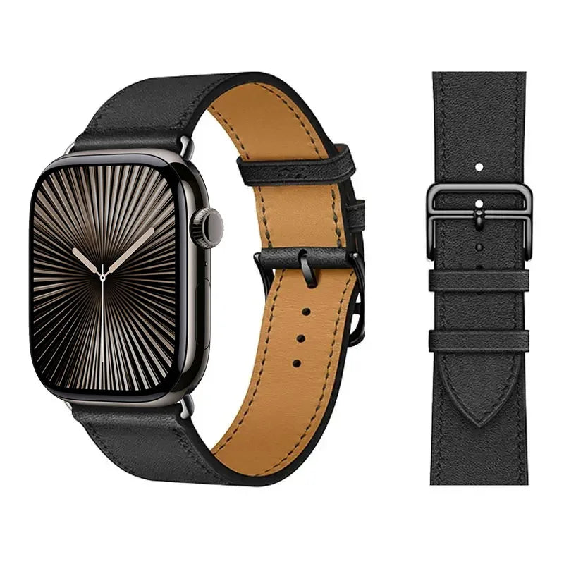 Náhradní kožený řemínek pro Apple Watch pro ženy a muže černý