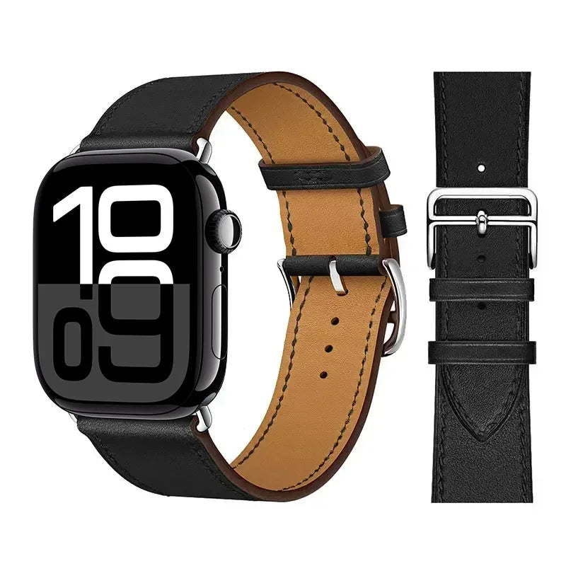 Náhradní kožený řemínek pro Apple Watch pro ženy a muže černý