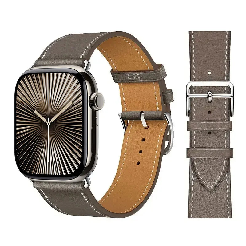 Náhradní kožený řemínek pro Apple Watch pro ženy a muže šedý
