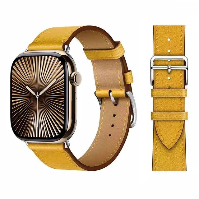 Náhradní kožený řemínek pro Apple Watch pro ženy a muže žlutý