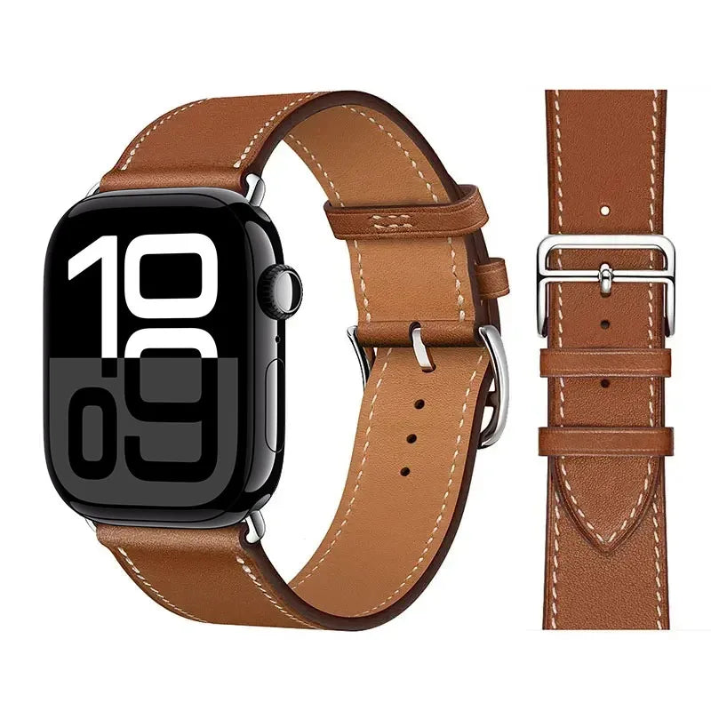 Náhradní kožený řemínek pro Apple Watch pro ženy a muže hnědý