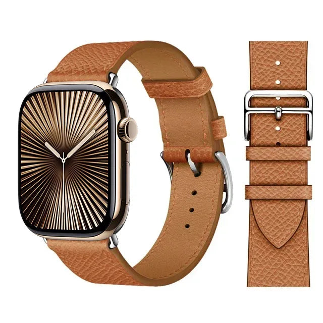 Náhradní kožený řemínek pro Apple Watch pro ženy a muže hnědý