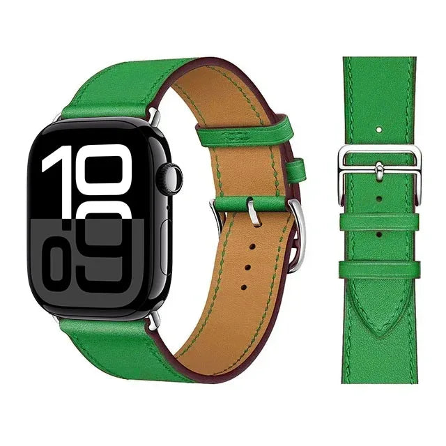Náhradní kožený řemínek pro Apple Watch pro ženy a muže zelený