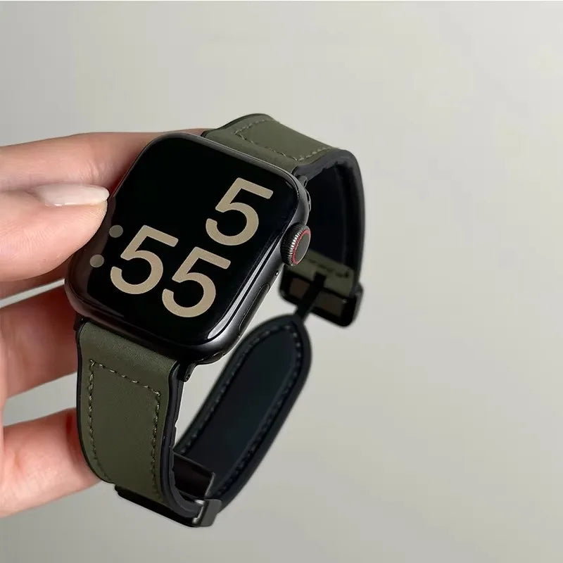 Erstatningsrem til Apple Watch i grønt læder