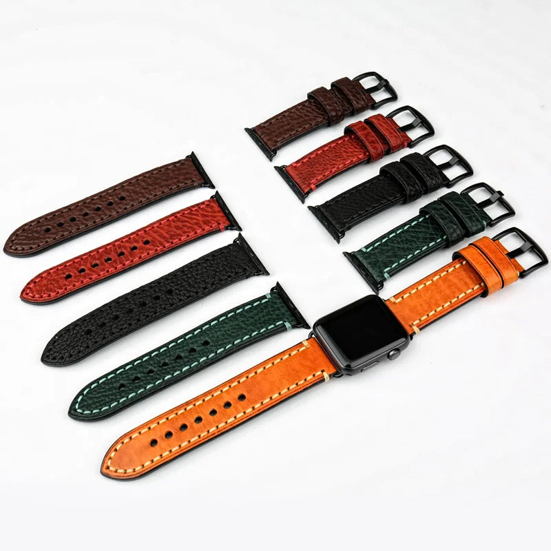 Replacement strap for Apple Watch in aged leather 