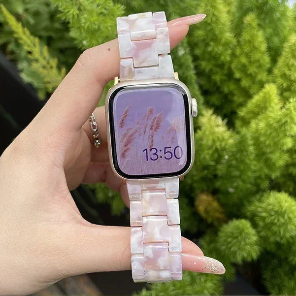 Ersatzarmband für die Apple Watch aus weiß-rosa Harz