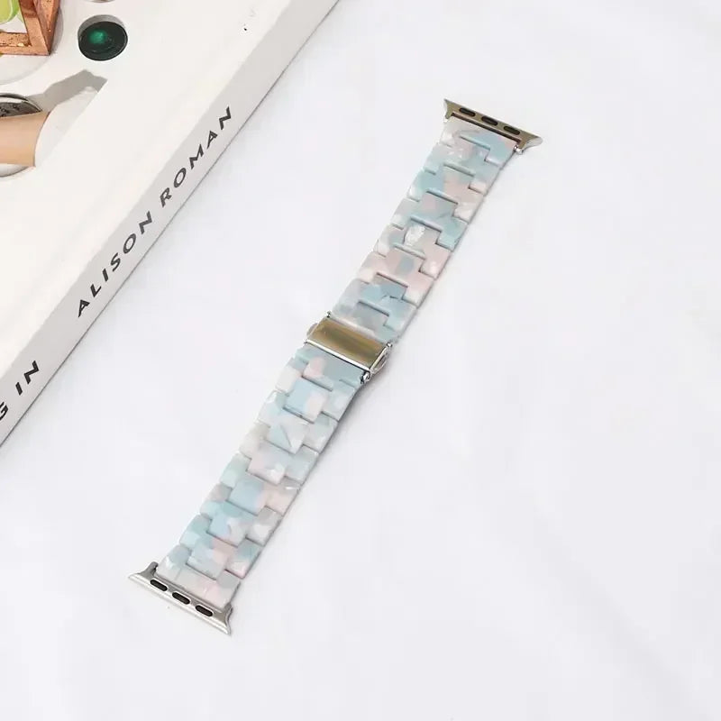 Ersatzarmband für die Apple Watch aus weiß-blauem Harz