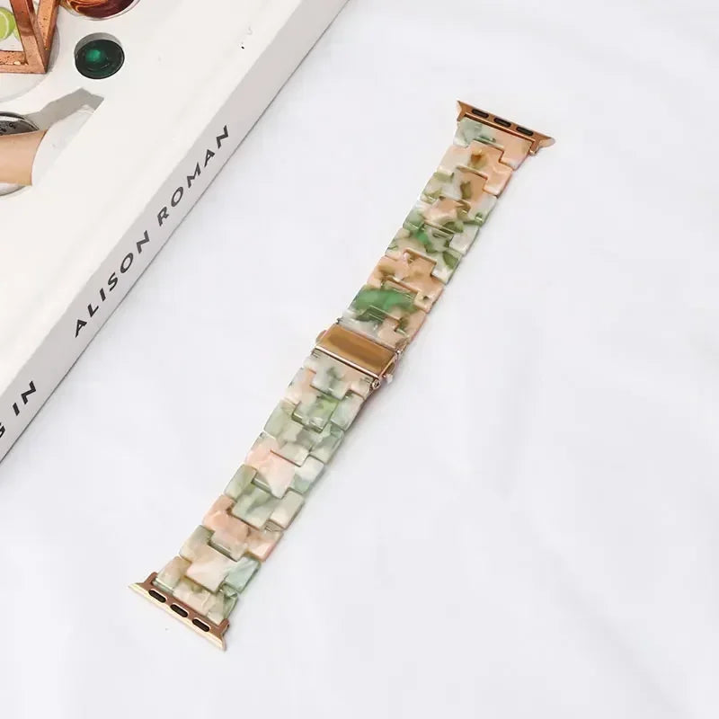 Ersatzarmband für die Apple Watch aus grün-rosa Harz