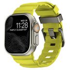 Bracelet de remplacement pour Apple Watch en silicone épais vert jaune