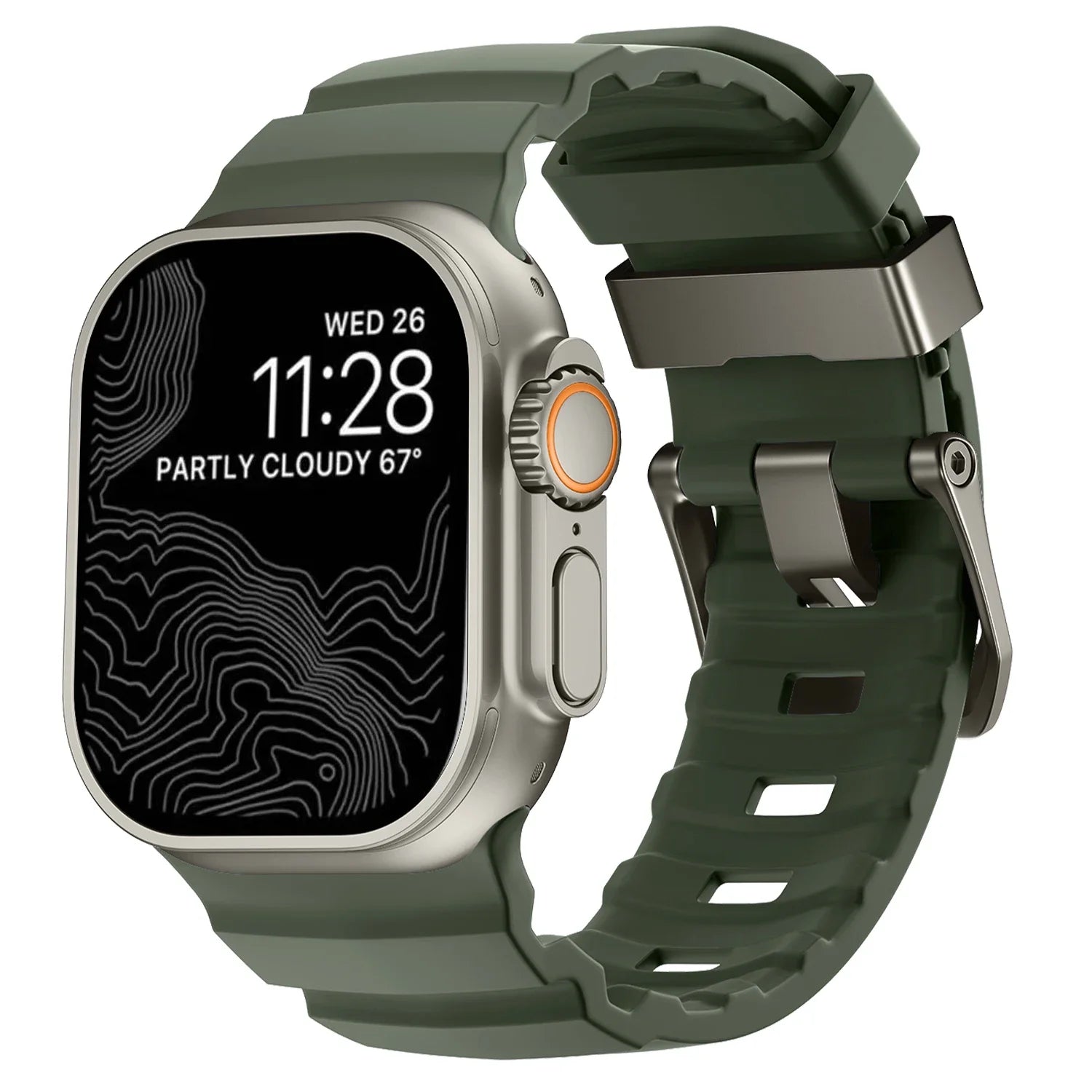 Bracelet de remplacement pour Apple Watch en silicone épais vert