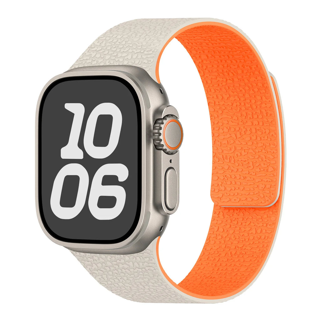 Cinturino di ricambio per Apple Watch in silicone magnetico beige arancione