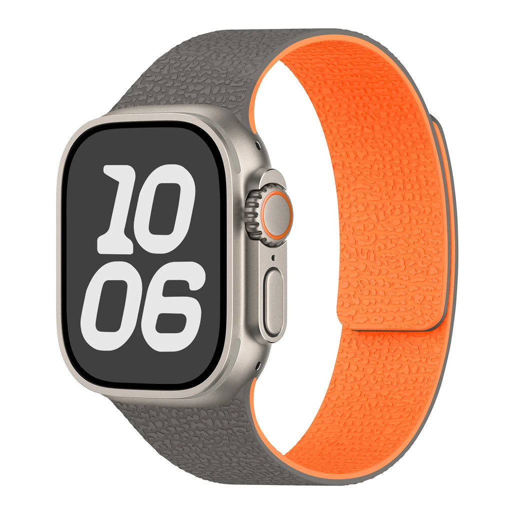 Cinturino di ricambio per Apple Watch in silicone magnetico grigio arancione