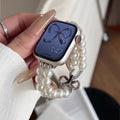 Ersatzarmband für die Apple Watch mit Strass und weißen Perlen