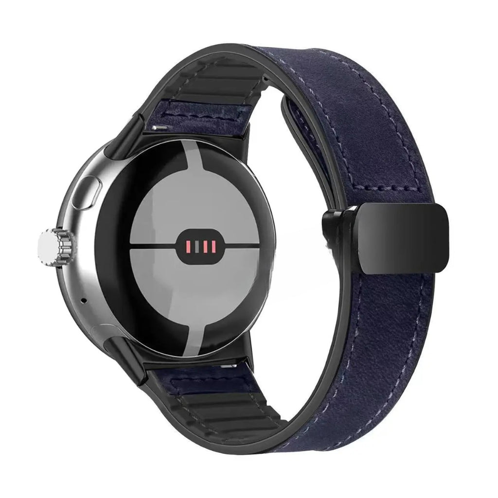 Bracelet de remplacement pour Google Pixel Watch en cuir bleu