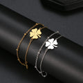  Bracelet Double avec Trèfle à 4 Feuilles or