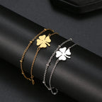  Bracelet Double avec Trèfle à 4 Feuilles or