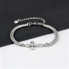 Bracelet double maille et croix