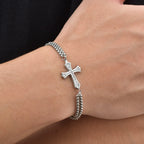 Bracelet double maille et croix