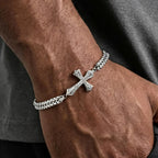 Bracelet double maille et croix