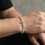 Bracelet double maille et croix