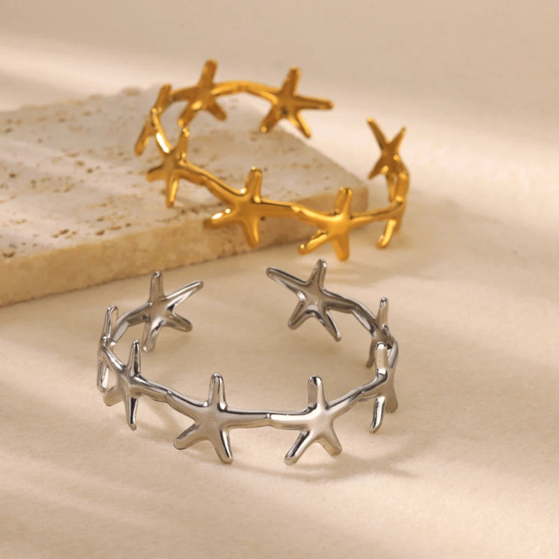 Bracelet Elégant Coquillages Etoile de Mer et Coquilles Saint-Jacques étoile de mer argent