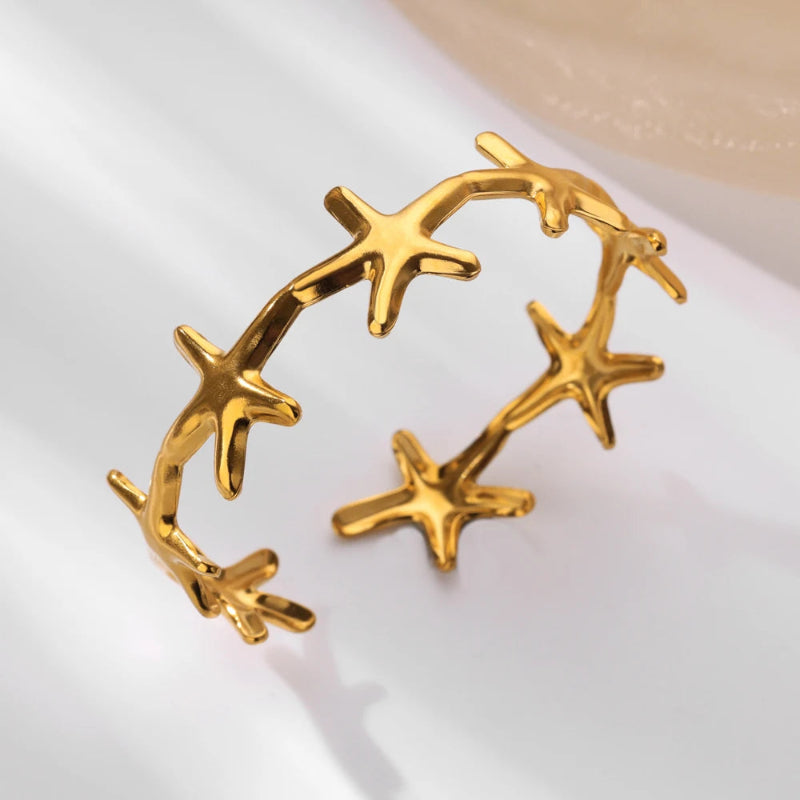 Bracelet Elégant Coquillages Etoile de Mer et Coquilles Saint-Jacques étoile de mer or