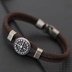 Bracelet en Corde avec Boussole Rose des Vents marron