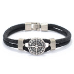 Bracelet en Corde avec Boussole Rose des Vents noir