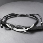 Bracelet en corde avec épée Ali Zulfiqar arabe noir argent