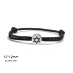 Náramok z lana so židovským symbolom čierna a strieborná <span data-glossary-id="star_of_david">hviezda Dávida</span>