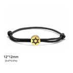 Náramok z lana so židovským symbolom čierna a zlatá <span data-glossary-id="star_of_david">hviezda Dávida</span>