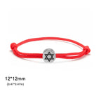 Náramok z lana so židovským symbolom červená a strieborná <span data-glossary-id="star_of_david">hviezda Dávida</span>
