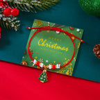 Bracciale in Corda con Ciondolo di Natale albero e palline rosso