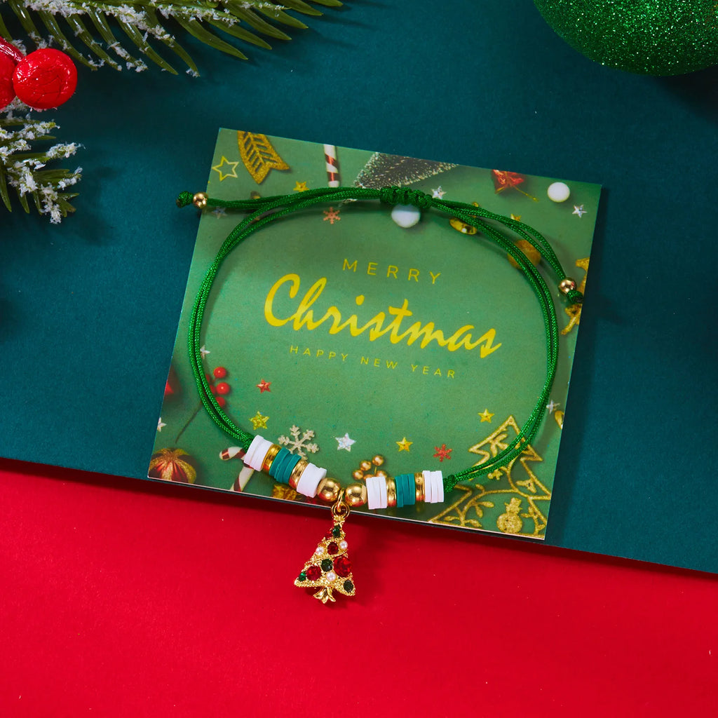 Bracciale in Corda con Ciondolo di Natale albero verde