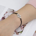 Touwarmband met Arabische Fatma-hand in zilver