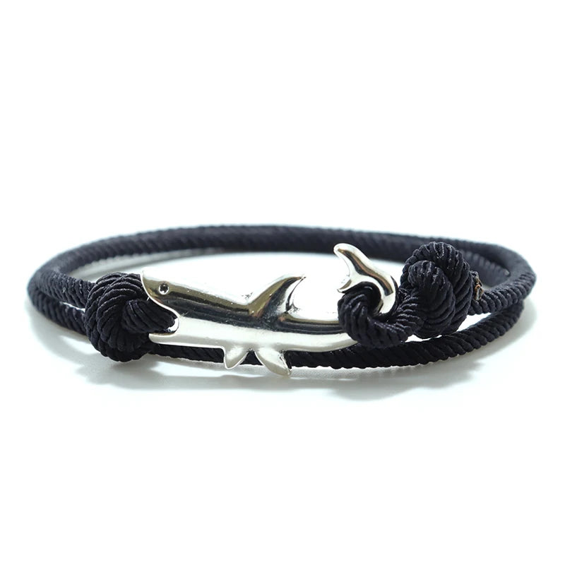 Schwarzes Seil-Hai-Armband