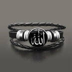 Black Muslim Arabic Allah leather bracelet