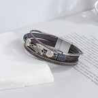 Bracelet en cuir coquillage et étoile de mer gris