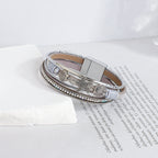 Bracelet en cuir coquillage et étoile de mer argent