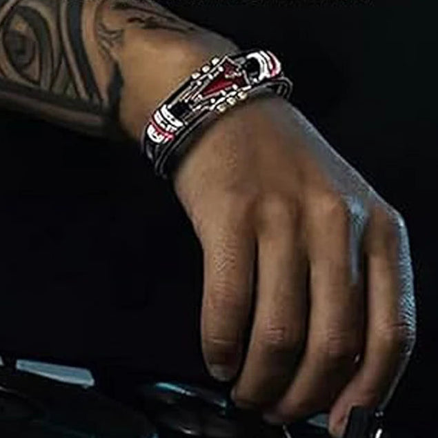 Kožený náramek rock'n'roll kytara 
