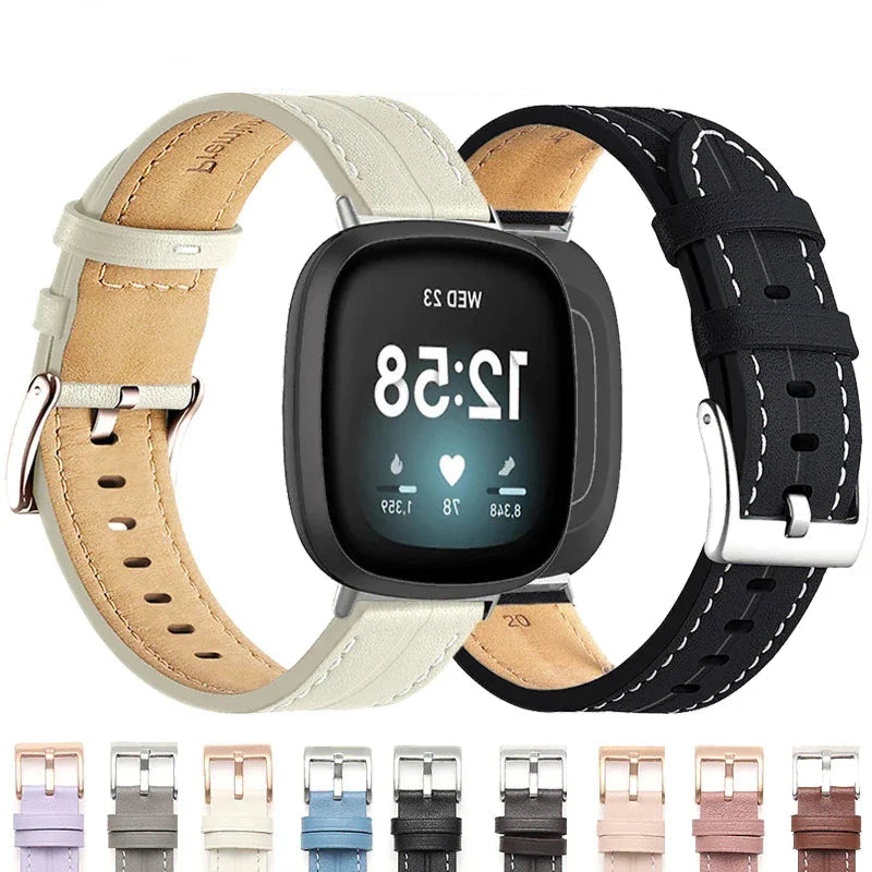 Läderarmband för Fitbit Versa 3, Versa 4, Sense 1 och Sense 2 klocka 